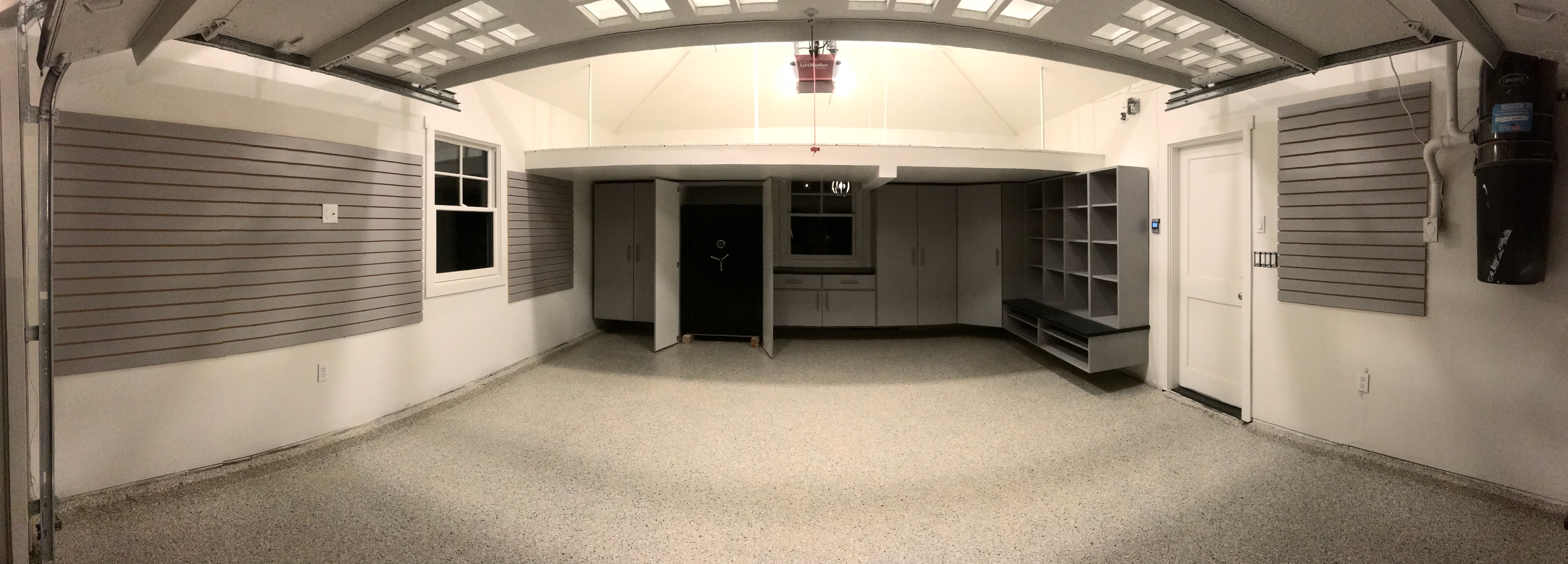 Custom built-in garage cabinet run